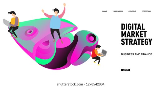 Digital Marketing Strategy Banner Vector Illustration and Design Tempate for Landing Page