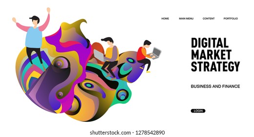 Digital Marketing Strategy Banner Vector Illustration and Design Tempate for Landing Page