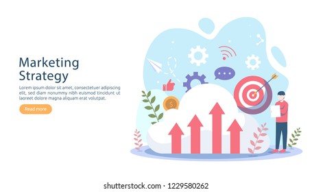 digital marketing strategy concept with tiny people character. online ecommerce business in modern flat design template for web landing page, banner, presentation, social media. Vector illustration