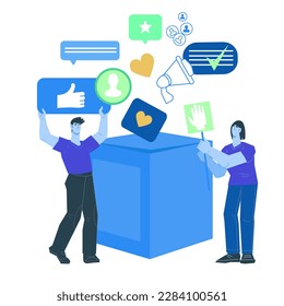 Digital marketing strategy concept vector illustration. Digital marketing plan and content planning, online promo and media analysis, flat vector illustration isolated on white background.