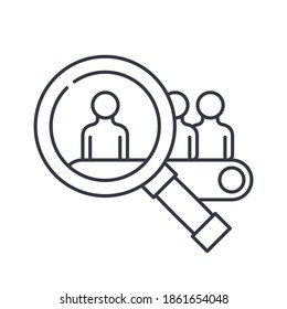 Digital marketing strategy icon, linear isolated illustration, thin line vector, web design sign, outline concept symbol with editable stroke on white background.