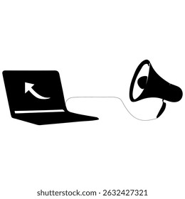 Digital Marketing Strategy with Laptop and Megaphone Icon