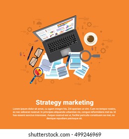 Digital Marketing Strategy Plan Business Web Banner Flat Vector Illustration