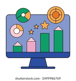 Estrategia de marketing digital Ilustración de Arte vectorial Diseño de iconos, ideal para negocios en línea, marca y proyectos publicitarios. Mejore sus efectos visuales de marketing con este diseño moderno y profesional.