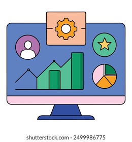 Digital marketing strategy vector art illustration icon design, ideal for online business, branding, and advertising projects. Enhance your marketing visuals with this modern and professional design.