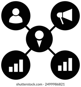 Digital marketing strategy vector art illustration icon design, ideal for online business, branding, and advertising projects. Enhance your marketing visuals with this modern and professional design.