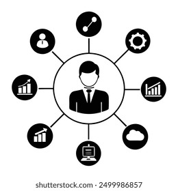 Digital marketing strategy vector art illustration icon design, ideal for online business, branding, and advertising projects. Enhance your marketing visuals with this modern and professional design.