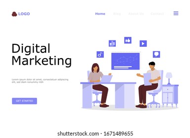 Digital Marketing Strategy Vector Illustration Concept, Suitable for web landing page, ui, mobile app, editorial design, flyer, banner, and other related occasion