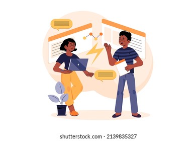 Digital Marketing Team Presentation Abstract Illustration concept. Flat illustration isolated on white background.