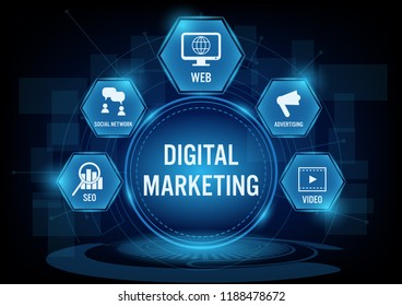 Digital marketing technology concept,Creative design for banner.Vector illustration.