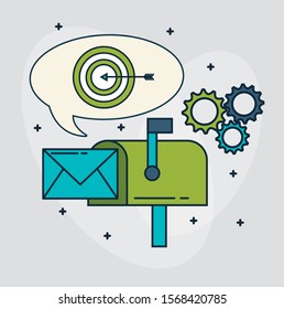 digital marketing technology with mailbox vector illustration design