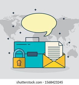 digital marketing technology with portfolio vector illustration design