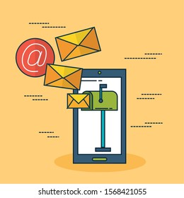 digital marketing technology with smartphone vector illustration design