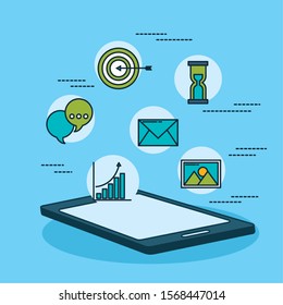 digital marketing technology with tablet vector illustration design