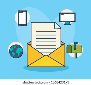 digital marketing technology with vector illustration design