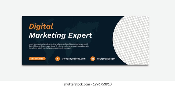 Digital Marketing template banner design for social media, Digital business marketing promotion timeline facebook and social media cover template