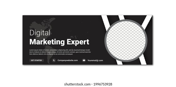 Digital Marketing template banner design for social media, Digital business marketing promotion timeline facebook and social media cover template