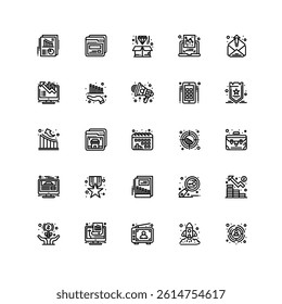 Digital marketing thin line icons. Marketing advertising icon.