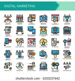 Digital Marketing , Thin Line and Pixel Perfect Icons
