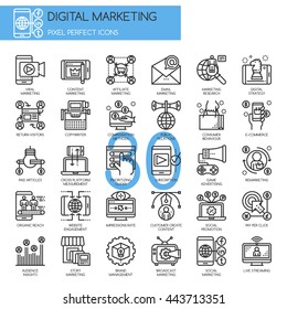 Digital marketing , Thin Line and Pixel Perfect Icons