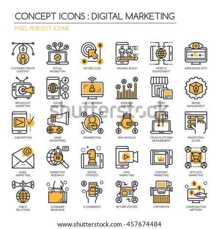 Digital marketing , Thin Line and Pixel Perfect Icons