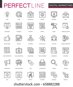 Digital Marketing thin line web icons set. Online business outline stroke icons design.