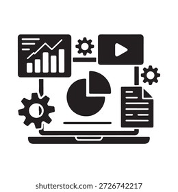 Digital marketing tools and analytics displayed on a laptop screen