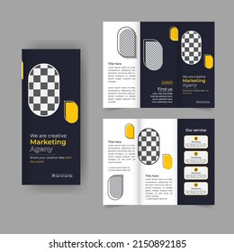 Digital marketing trifold brochure annual report cover, business tri fold corporate brochure cover or flyer design. Leaflet presentation. Catalog with Abstract geometric background. Modern publication