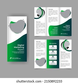 Digital marketing trifold brochure annual report cover, business tri fold corporate brochure cover or flyer design. Leaflet presentation. Catalog with Abstract geometric background. Modern publication