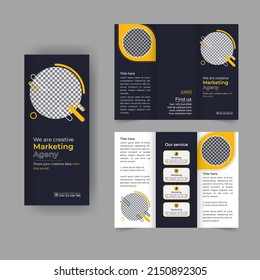 Digital marketing trifold brochure annual report cover, business tri fold corporate brochure cover or flyer design. Leaflet presentation. Catalog with Abstract geometric background. Modern publication