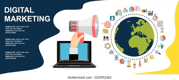 Digital marketing vector concept. Vector flat design illustration. 