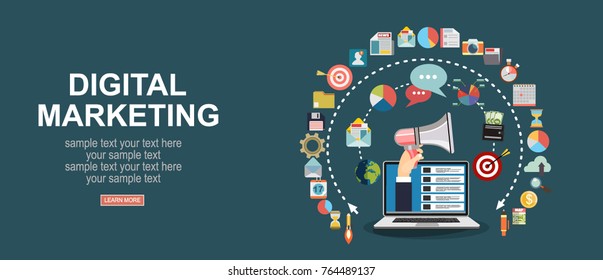 Digital marketing vector concept. Vector flat design illustration.