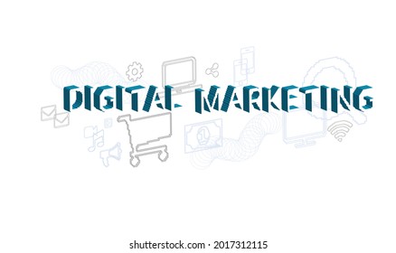 digital marketing vector concept pixel style illustration isolated
