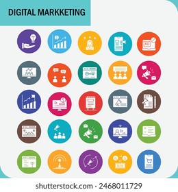 Digital marketing vector design icon pack  for business marketing 