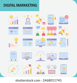 Digital marketing vector design icon pack  for business marketing 