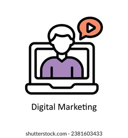 Indicador de diseño de esquema relleno del vector de marketing digital. Símbolo del archivo EPS 10 de fondo blanco 