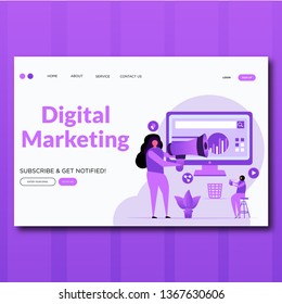 Digital Marketing- Vector flat style Digital Marketing landing page illustration