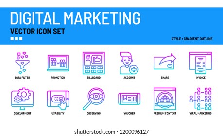 Digital marketing vector icon set.