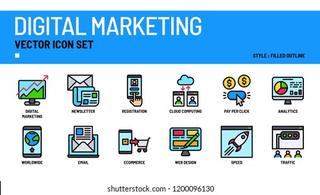 Digital marketing vector icon set.