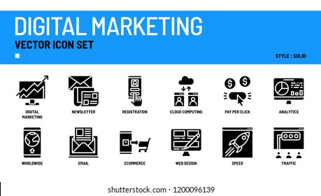 Digital marketing vector icon set.