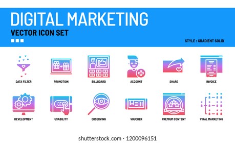 Digital marketing vector icon set.