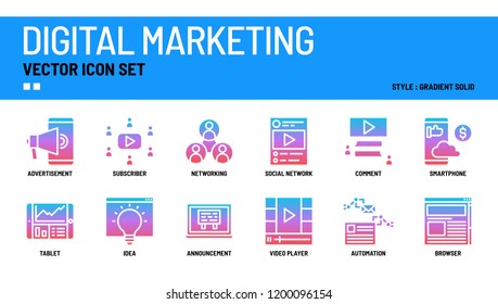 Digital marketing vector icon set.