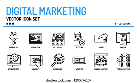 Digital marketing vector icon set.