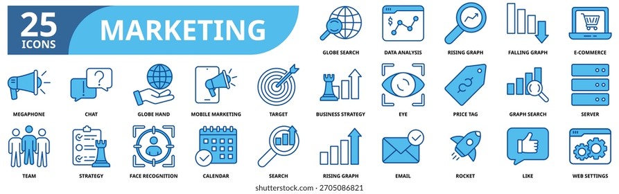 Vektor-Symbolsatz für digitales Marketing