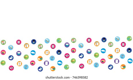 Digital marketing vector icons. Social media icons, rocket ship, bird, mail, smart phone, vr. Vector illustration. -stock vector