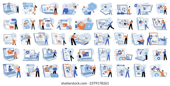 Digital marketing vector illustration. The rise e commerce has led to surge in digital marketing strategies Digital marketing campaigns leverage social media channels to reach and engage audiences