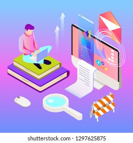Digital marketing vector illustration. Template for banners design. Technology background.