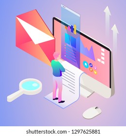 Ilustración vectorial de marketing digital. Plantilla para diseño de banners. Antecedentes tecnológicos.