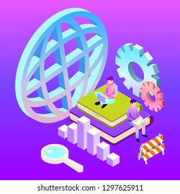 Digital marketing vector illustration. Template for banners design. Technology background.