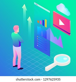 Digital marketing vector illustration. Template for banners design. Technology background.